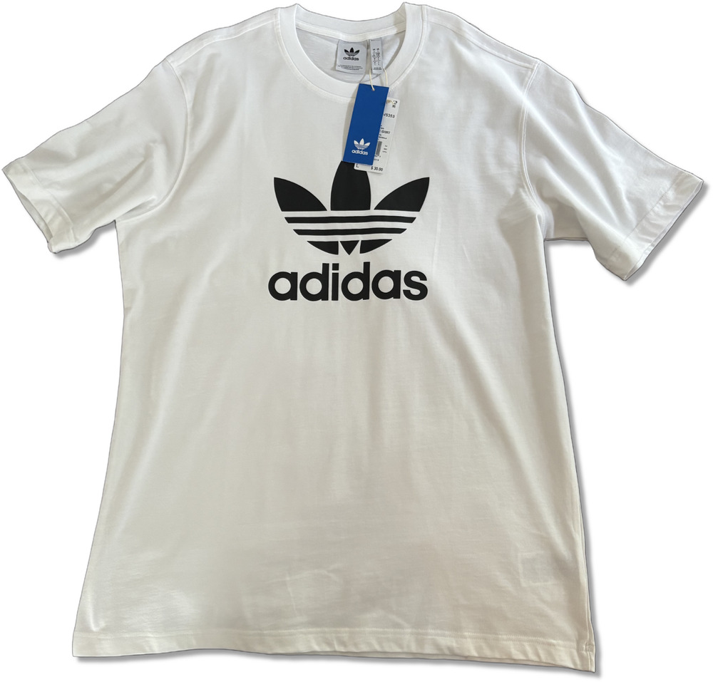 Adidas Classic Trefoil Logo T-Shirt Men's Size L Originals White Black IV5353
